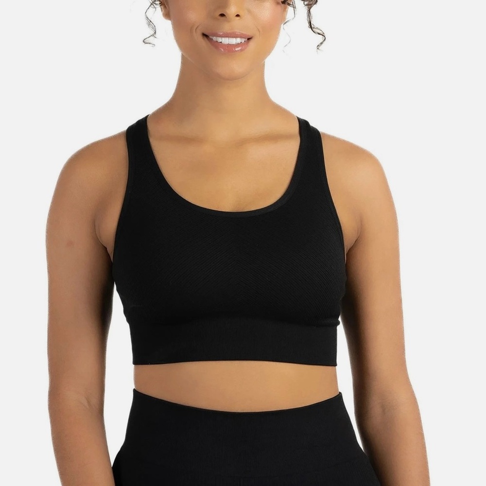 Members Mark Womens Seamless Racerback Sports Bra Black Size M